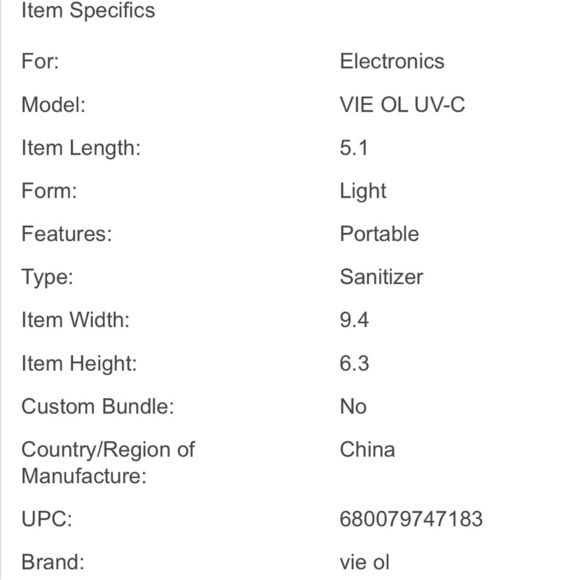 VIE OL UV-C Portable Sanitizer Collapsible Travel Bag New - Picture 5 of 5